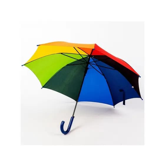 Qiutong Guarda-chuva arco-íris infantil unissex de cabo longo Guarda-chuva automático de chuva ou chuva fofo