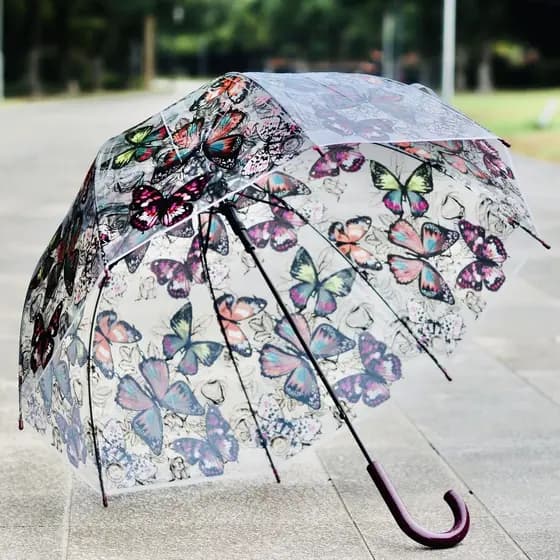 Novo estilo à prova de vento pintado Apollo guarda-chuva transparente guarda-chuva de cabo longo automático gaiola Umbr