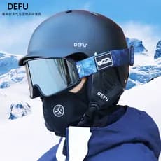 DEFU capacete de esqui capacete de neve óculos de neve capacete integrado feminino masculino adulto único placa dupla pr