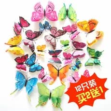 Ímã dupla camada simulação 3d tridimensional borboleta criativo adesivo de parede quarto sala estar TV fundo decoração g