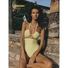 Limone maiô de uma peça feminino Halter pescoço biquíni férias maiô Design exclusivo sentir feminino ligeiramente gordo