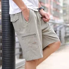 Verão pai Shorts masculino exterior Wear fino meia-idade idosos calças de cinco pontos puro algodão solto Casual médio-