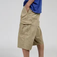 Verão fino masculino calças casuais calças cortadas puro algodão macacão Shorts cintura alta ao ar livre solto mais gord