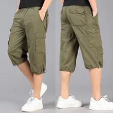 Shorts curtos masculinos verão mais gordura plus Size calças cortadas calças médias 7 pontos soltos Multi-bolso cara gor
