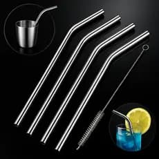 CANUDOS INOX Reutilizável com Escova Limpeza Canudo para Suco Drinks - ENVIO IMEDIATO