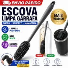 Escova Silicone Lava Garrafa Mamadeira Copo Térmico Limpeza 360 Multiuso