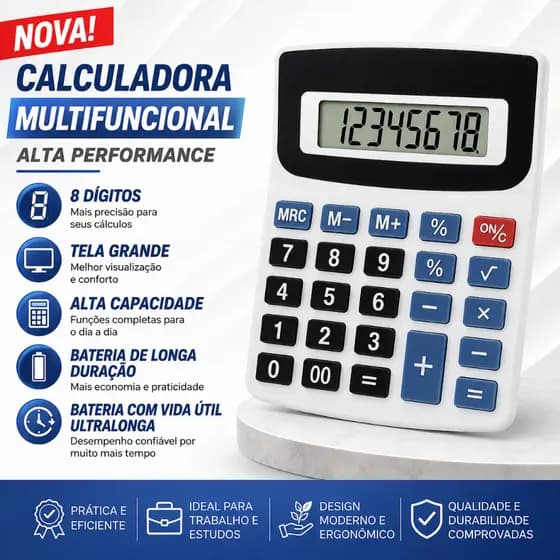 Calculadora Multifuncional Digital Eletrônico Lcd De 8 Dígitos - ENTREGA RÁPIDA