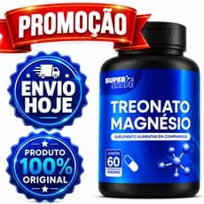 Treonato de Magnésio Puro Original 1000 mg com Treonina 60 Comprimidos - POTE PARA 30 DIAS USO