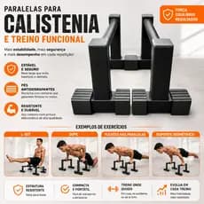 Par de Barras Paralelas de Chão para Calistenia, Dips e Treino Funcional Parallettes Antiderrapante