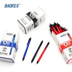 Baoke 48 varas pacote B73 push tipo caneta de óleo médio meia agulha tubo negrito 0.7mm push caneta ponto Original preto