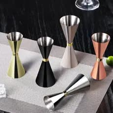 Estratégia de barra estilo japonês anel dourado dispositivo de medição de vinho Jigger aço inoxidável requintado copo de