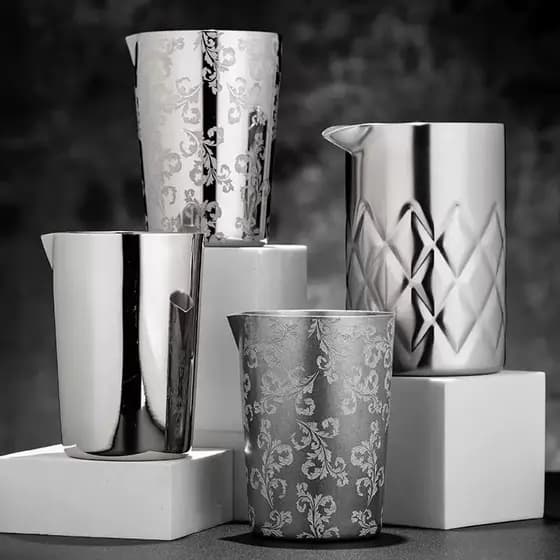 Bar estratégia de aço inoxidável gravado Metal mistura vidro Cocktail mistura misturador mistura vidro