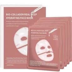 Pacote com 5 Máscaras Faciais de Bio-Colágeno, Máscara Facial de Colágeno Noturna, Hidratante em Hidrogel, Hidrata Profu