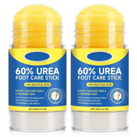 Bálsamo em Bastão para os Pés com 60% de Ureia e 2% de Ácido Salicílico, Reparação Extra Forte para Calcanhares Rachados