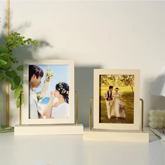 Criativo dupla face moldura de foto luz luxo estilo nórdico 20cm 23cm mais foto escritório Desktop decoração para casa o