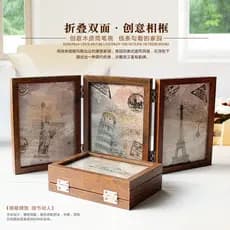 Combinação criativa moldura de foto 20cm 23cm dobrável estilo Retro dupla face quebra-cabeça Hanfu foto tela moldura de