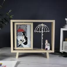 Moldura criativa para fotos, casal, 20cm, dupla face, rotativa com luz LED, presente de feriado, porta-retratos