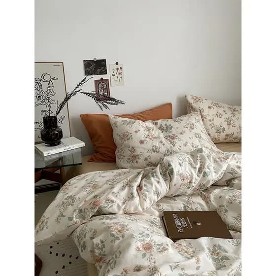 Ins estilo americano Pastoral Floral conjunto de quatro peças algodão puro 100 dormitório estudante colcha capa folha co