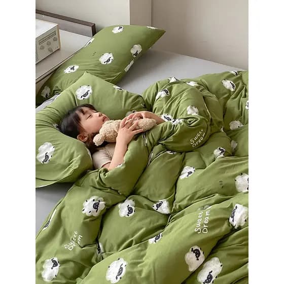 Classe A cordeiro Tianzhu algodão conjunto de quatro peças dos desenhos animados algodão cama das crianças nu dormir mal