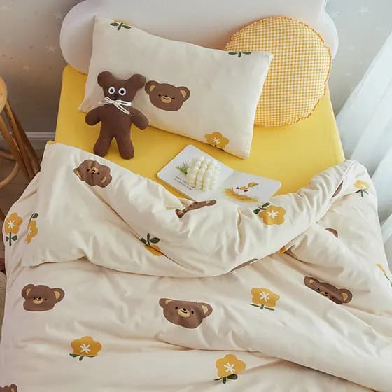 Super macio Tianzhu algodão conjunto de quatro peças nu dormir algodão jardim de infância bebê colcha capa folha conjunt