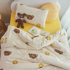 Super macio Tianzhu algodão conjunto de quatro peças nu dormir algodão jardim de infância bebê colcha capa folha conjunt