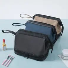 Portátil masculino grande capacidade de negócios viagem saco de higiene pessoal seco molhado separação saco de couro sac