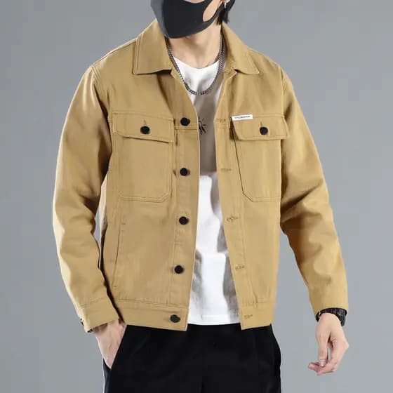 Primavera Denim jaqueta masculina fino ajuste na moda bonito jaqueta masculina solta Casual macacão jaqueta de meia-idad
