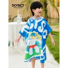 Dcyso toalha de banho de secagem rápida, capa infantil, toalha de praia, toalha absorvente, meninos, meninas, portátil,