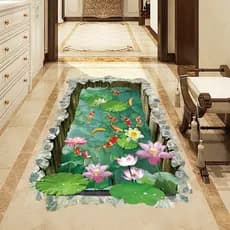 3D simulação tridimensional adesivos de lagoa de peixes decoração de piso de cozinha banheiro adesivos de piso de azulej