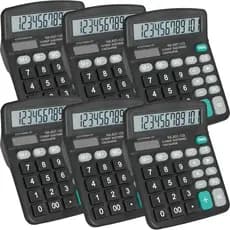 Pacote com 6 calculadoras, calculadoras de mesa com 12 dígitos, display LCD grande e botões sensíveis, alimentação dupla