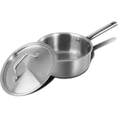 Panela de 1,5 QT com Tampa, Panela de Aço Inoxidável de 3 Camadas, Utensílio de Cozinha de Grau Profissional, Compatível