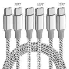 Cabo USB C KYEHD, Pacote com 3 Cabos de 10FT 60W para Carregamento Rápido USB C para USB C, Cabo Carregador Tipo C Duráv
