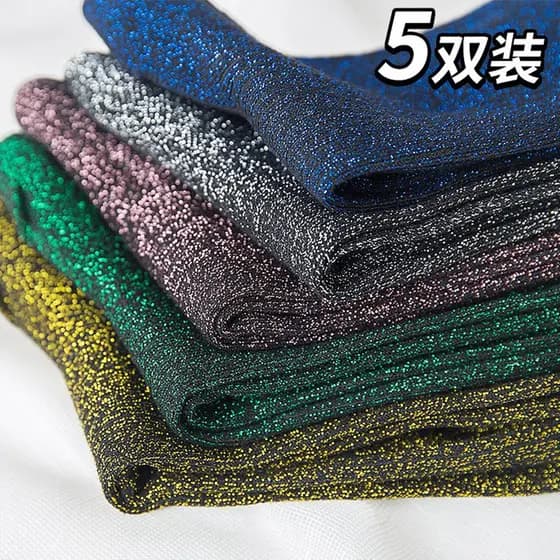 Fio de ouro ins na moda meias longas mulheres fio de prata seda brilhante versão coreana meias outono inverno fio de our