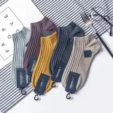 Meias masculinas outono primavera fino baixo-Top boca rasa meias tubo curto duplo agulha meias de algodão masculino meia