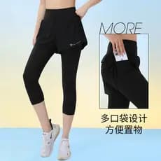 F calças esportivas falsas de duas peças femininas verão estilo fino respirável calças de corrida profissional Fitness Y