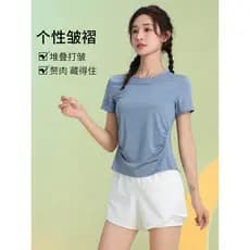 Camiseta esportiva solta feminina verão estilo fino respirável de manga curta ao ar livre correndo roupas de secagem ráp