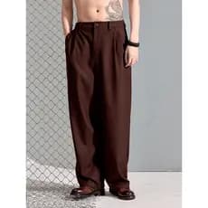 Calças marrons masculinas primavera engrossado solto calças casuais Retro calças retas novo estilo calças masculinas na