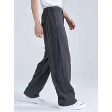 Cinza escuro calças casuais masculinas soltas calças retas outono inverno calças de lã não-ferro na moda calças de lã ca