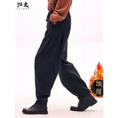Calças de lã masculinas soltas casuais calças de lã masculinas engrossadas calças de lã quentes calças compridas calças