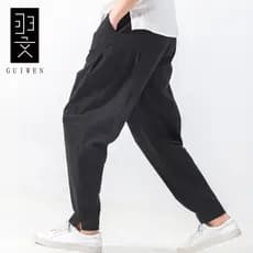 Calças masculinas calças de linho de algodão calças de tornozelo masculinas soltas outono inverno novo estilo calças de