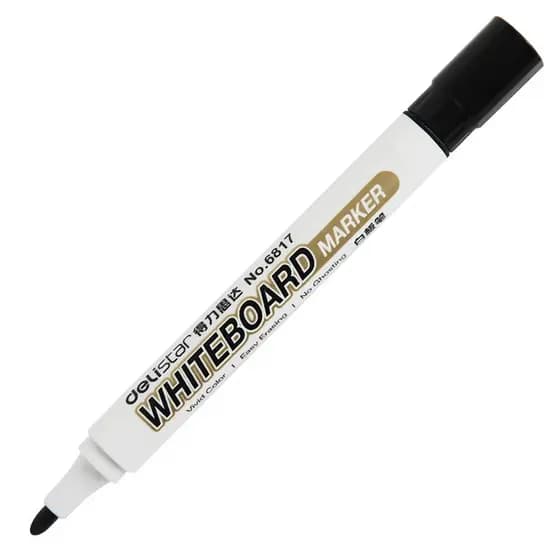 Deli Caneta para quadro branco Papelaria apagável 6817 Caneta para quadro branco preta à base de água de grande capacida