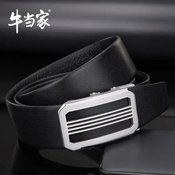 Niudangjia cinto masculino de couro genuíno fivela automática 3.7cm primeira camada cinto de couro masculino juventude c