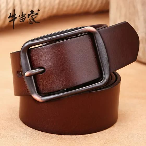 Niudangjia cinto masculino de couro genuíno pino fivela Retro artesanal cinto primeira camada calças casuais cinto juven