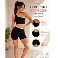 Conjunto Fitness Feminino Poliamida Alta Elasticidade Conforto Poliamida Zero Transparência