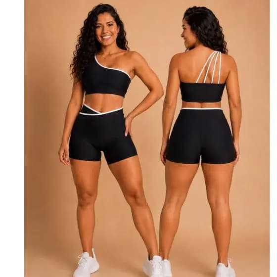 Conjunto de Musculação Fitness Feminino Poliamida  Premium Zero Transparência