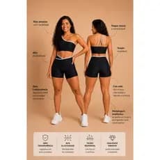 Conjunto Fitness Feminino Top e Short Poliamida Compressão ZERO Transparência Fitness Musculação