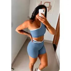 Conjunto Feminino Academia Fitness Poliamida Zero Transparência Conforto