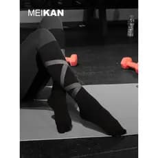 MEIKAN senhoras dança exercício Yoga meias tubo alto longo cinco dedos respirável Anti-deslizamento pressão rendas meias