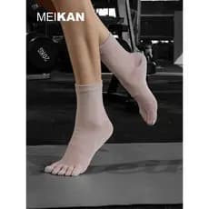 2 pares MEIKAN sistema médio antiderrapante meias de Yoga piso algodão Split Toe meio tubo meias esportes feminino antid