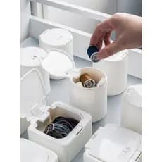 Caixa de armazenamento de botão de mesa pequenos objetos medicina cotonetes pequeno clipe de papelaria caixa de armazena